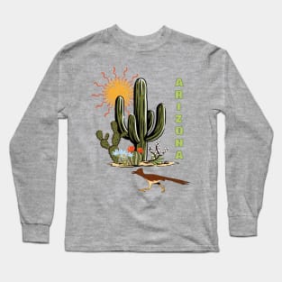 Arizona Roadrunner Desert Cactus Long Sleeve T-Shirt